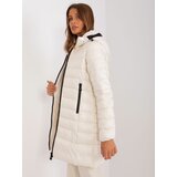 Fashion Hunters Light beige winter jacket with stitching Cene