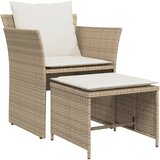 Maison Chic Vrtni Stoli - Stol za vrt s stolčkom za noge bež poli ratan JS699, (21877364) | Shoptok.si