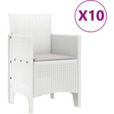  Set od 11 dijelova vrtnih stolica s jastučićima bijeli poli ratan | shoptok.hr