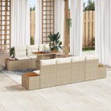 vidaXL 8-delni set vrtne garniture z blazinami Bež PE Ratan | Shoptok.si