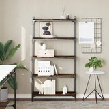  The Living Store Knjižna omara 5-nadstropna dimljen hrast 80x30x154 cm inž. les - Knjižna Omara, (21554402) Cene