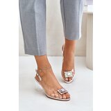 S. BARSKI Transparent sandals with a brooch on a heel D&A silver | Eponuda.ba