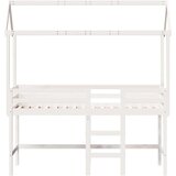  Krevet na kat s ljestvama i krovom bijeli 90x190 cm od borovine | shoptok.hr