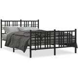 Furnova Kovinski posteljni okvir z vzglavjem in vznožjem črn 140x190 cm, (21934148) | Shoptok.si