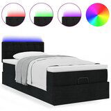 vidaXL Otomanski posteljni okvir z vzmetnico črn 90x190 cm blago, (21610165) | Shoptok.si