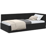  Kutni okvir kreveta s uzglavljem Crna 90 x 200 cm Baršun | shoptok.hr