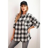 Kesi Włoski Women's cotton checkered shirt with a distressed effect black Cijene