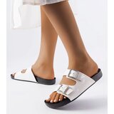 Gemre White lacquered slides with buckles Norcross | Shoptok.si