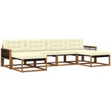 vidaXL Zunanja garnitura za sedenje z blazino 6 pcs Naravna in smetana, (5000272921) | Shoptok.si