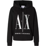 Armani Exchange Sweater majica 'FELPA' crna / bijela