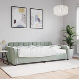 vidaXL Dnevna postelja z vzmetnico svetlo siva 100x200 cm žamet Cene