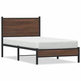 vidaXL Kovinski posteljni okvir z vzglavjem rjavi hrast 75x190 cm Cene