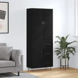  Visoka komoda crni 69,5x34x180 cm konstruirano drvo