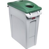 Rubbermaid Zbiralnik surovin SLIM JIM®, prostornina 60 l, odprtina za pločevinke, okrogle oblike, sive barve | Shoptok.si