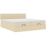  Otomanski okvir kreveta s madracima krem 200x200cm od tkanine | shoptok.hr