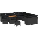 vidaXL Set vrtnih sofa od 13 komada s jastučićima Crna Poli Rattan Akacija, Set vrtnih blagovaonica od 3 komada s jastučićima Crna Poli Rattan Akacija Cijene