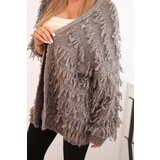 Kesi Włoski Women's cardigan with fringes and a loose fit fango | shoptok.hr