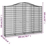  Obokane gabion košare 9 kosov 200x30x140/160cm pocinkano železo, (20798913) | Shoptok.si
