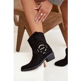 Boto Women's Cowboy Boots with Heel with Decorative Detail Black Halivine Cene