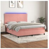 vidaXL Box spring postelja z vzmetnico LED roza 180x200 cm z Cene