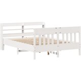 vidaXL Posteljni okvir z vzglavjem bel 140x200 cm trdna borovina, (21304294) | Shoptok.si
