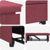 vidaXL Krevet na razvlačenje s kotačem Crvena 191 x 67 x 82 cm Tkanina | shoptok.hr