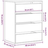  Kutna komoda s ladicama siva boja betona 60x41x76 cm drveni | shoptok.hr
