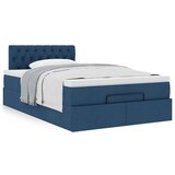  Otomanski okvir kreveta s madraca plavi 120x190 cm od tkanine | shoptok.hr