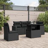  The Living Store Vrtna sedežna garnitura 6-delna z blazinami črna poli ratan - Vrtna Sedežna Garniture, (21469393) | Shoptok.si