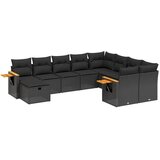  10-dijelni set vrtnih sofa s jastucima crni od poliratana Crna 85 x 62 x 69 cm | Shoptok.si