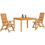  Vrtni set za objed 3 kom. Smeđa Čvrsto drvo akacije 110 x 110 x 75 cm | Shoptok.si