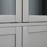MID.YOU VITRINA, furnirano, masivno hrast, bor siva, prozorno, naravne barve | Shoptok.si