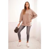 Kesi Women's oversized sweatshirt with long sleeves dark beige | Shoptok.si