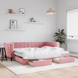  Dnevni krevet na razvlačenje ružičasti 90 x 200 cm baršunasti | shoptok.hr