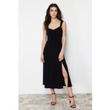 Trendyol Black Sweetheart Neckline Gathered Strap Knitted Midi Dress | Shoptok.si