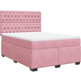 vidaXL Box spring postelja z vzmetnico roza 140x200 cm žamet, (21307264) | Shoptok.si
