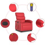  Električni masažni naslonjač na podizanje umjetna koža crveni | shoptok.hr