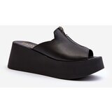 Zazoo 2916 Women's Slides on Chunky Platform with Zipper Black | Shoptok.si