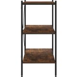 vidaXL 3-nadstropni regal s policami črn in temen les 80x40x92 cm | Shoptok.si