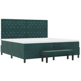Box spring krevet Tamnozelena 200 x 200 cm Baršun - Tamnozelena 200 x 200 cm Kristal s dugmadima | shoptok.hr