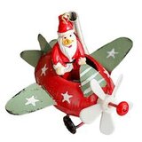  Novogodišnji ukras za jelku deda mraz u avionu EL crveni Cene