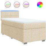 vidaXL Box spring postelja z vzmetnico krem 90x200 cm blago | Shoptok.si