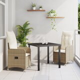 vidaXL 3 Kosni Vrtni Jedilni Set z Blazinami Bež Poly Rattan | Shoptok.si