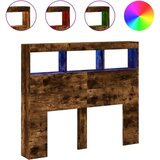 vidaXL Ormarić za uzglavlje LED boja dimljenog hrasta 120x17x102 cm | shoptok.hr