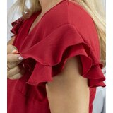 Pri Long dress tied at the waist with short sleeves with frill CELINA | shoptok.hr