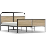vidaXL Kovinski posteljni okvir brez vzmetnice dimljen hrast 180x200cm | Shoptok.si