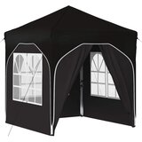 vidaXL Rastezljivi šator za svadbe - šator za zabave 192 x 192 x 245 cm Crna - Crna s 4 bočna zida | shoptok.hr