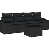 vidaXL set od 5 dijelova za vrtno blagovanje s jastučićima crnog poly ratana | shoptok.hr