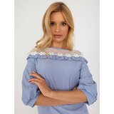 Fashion Hunters Blue and white formal blouse with lace Cene