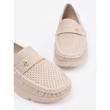 GOODIN Light beige openwork loafers with a gold element | shoptok.hr